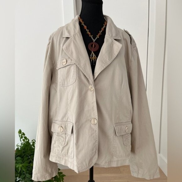 CACHE CREEK Safari Style Jacket Neutral Fully Lined 100% Cotton Military Utility - Picture 1 of 15